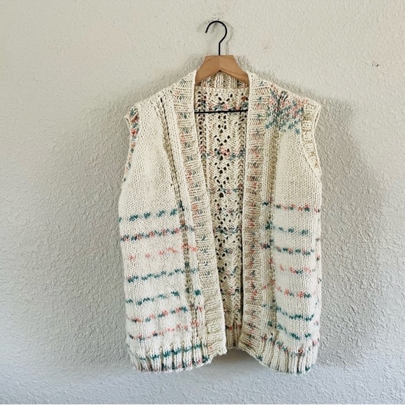 Vintage Cream Stripe Knit Sweater Vest - Picture 1 of 9